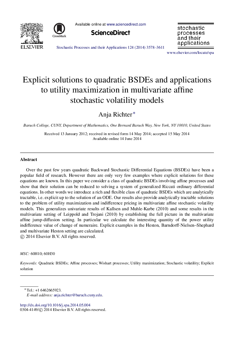 Explicit solutions to quadratic BSDEs and applications to utility maximization in multivariate affine stochastic volatility models