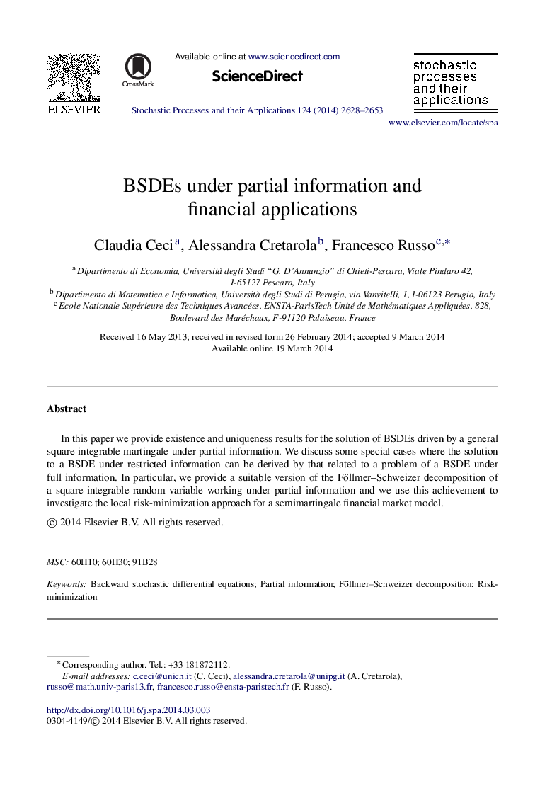 BSDEs under partial information and financial applications