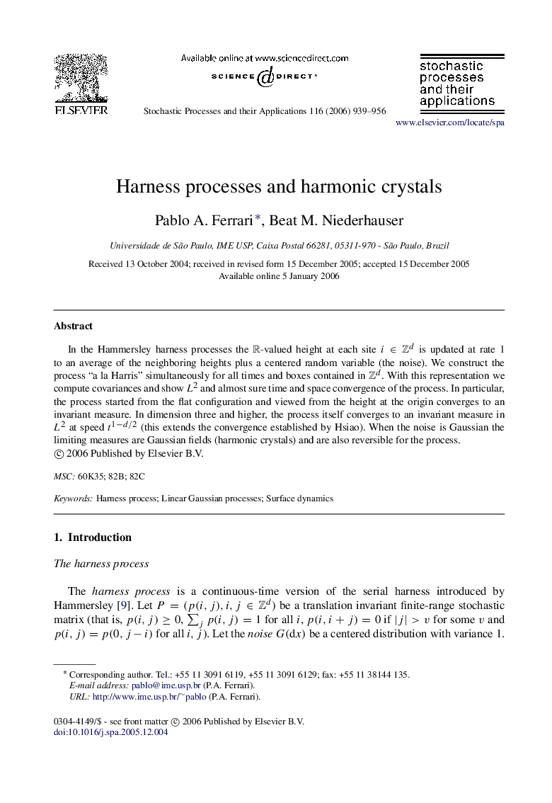 Harness processes and harmonic crystals