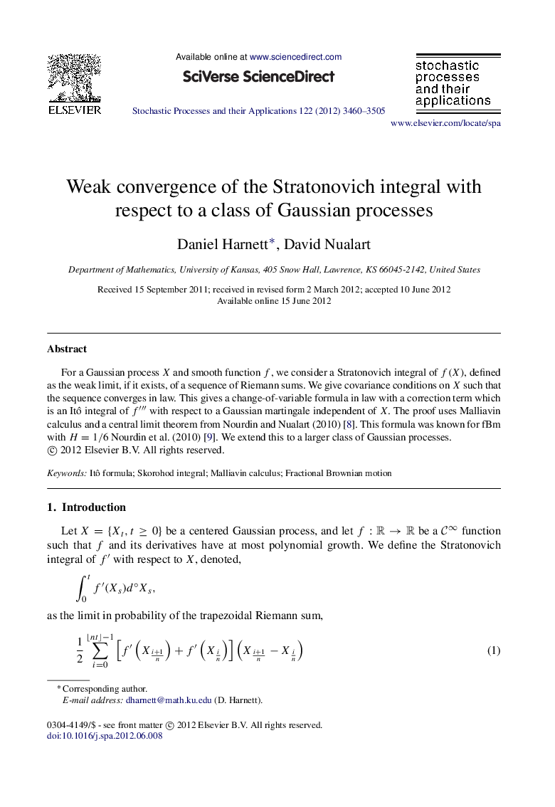 Weak convergence of the Stratonovich integral with respect to a class of Gaussian processes