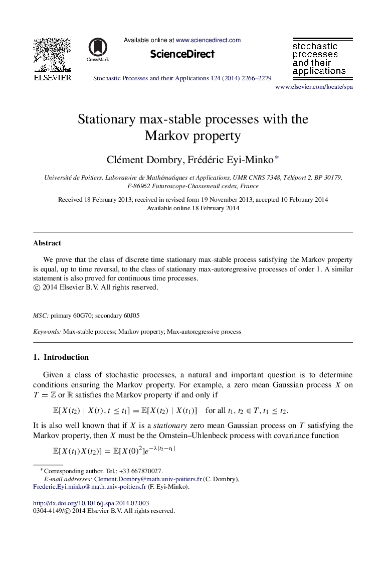 Stationary max-stable processes with the Markov property