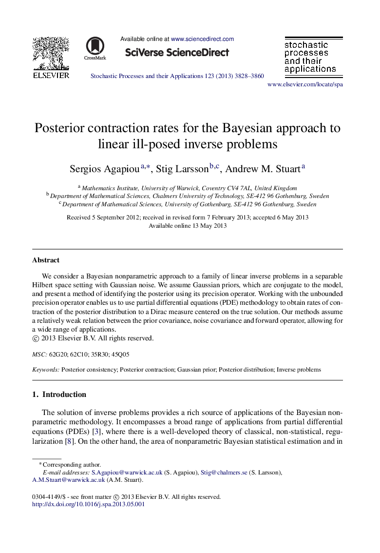 Posterior contraction rates for the Bayesian approach to linear ill-posed inverse problems