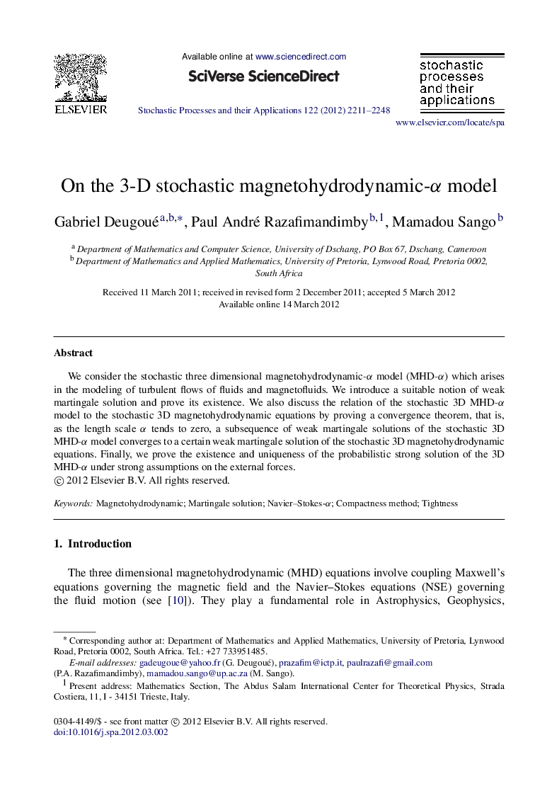 On the 3-D stochastic magnetohydrodynamic-αα model