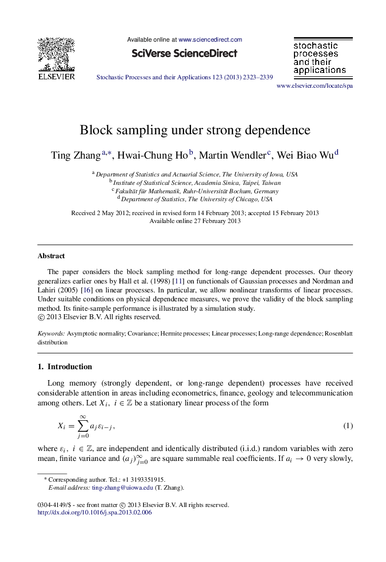 Block sampling under strong dependence