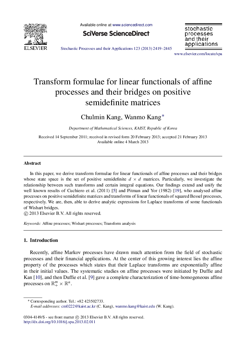 Transform formulae for linear functionals of affine processes and their bridges on positive semidefinite matrices