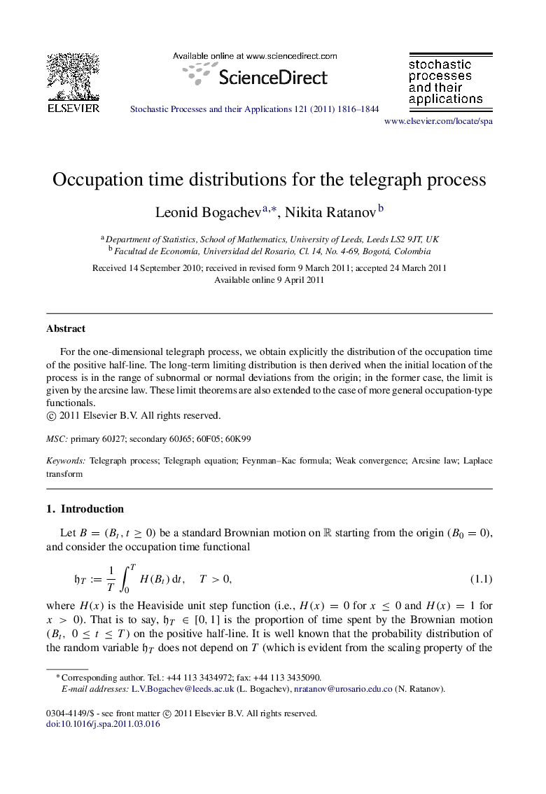 Occupation time distributions for the telegraph process