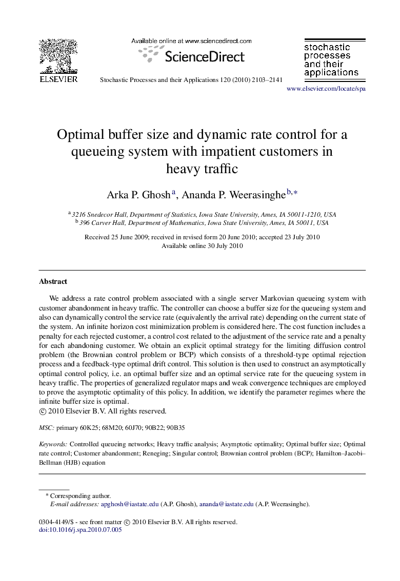 Optimal buffer size and dynamic rate control for a queueing system with impatient customers in heavy traffic