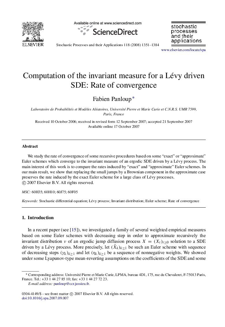 Computation of the invariant measure for a Lévy driven SDE: Rate of convergence