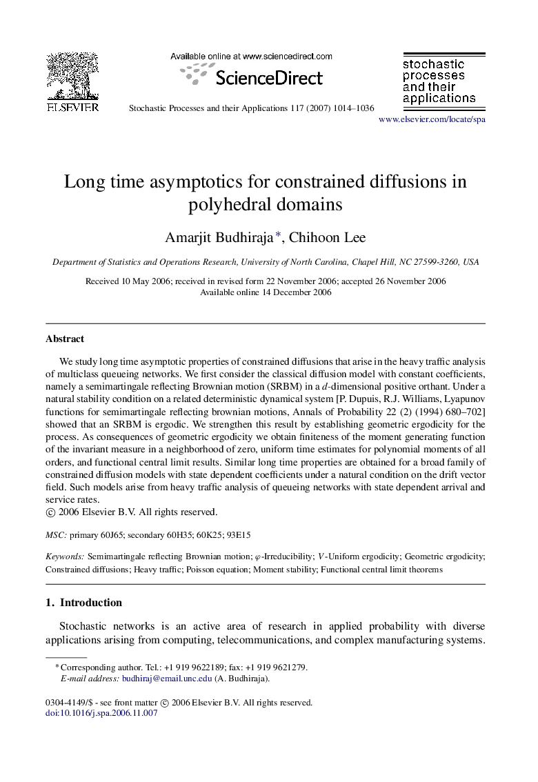 Long time asymptotics for constrained diffusions in polyhedral domains