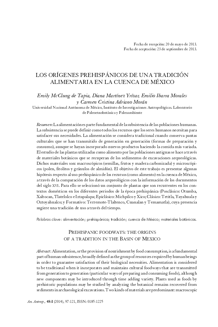Los orígenes prehispánicos de una tradición alimentaria en la cuenca de méxico