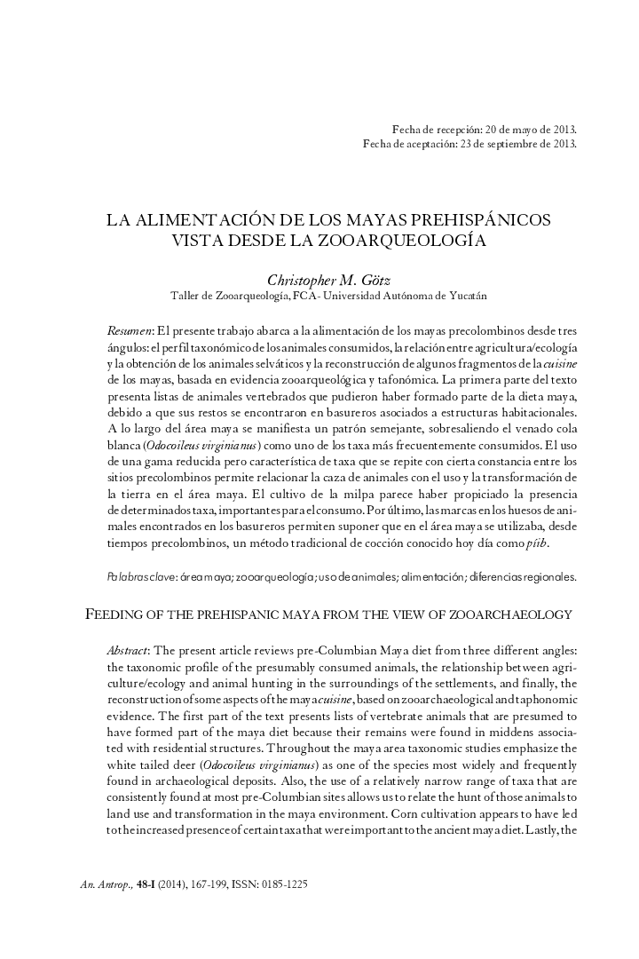 La alimentación de los mayas prehispánicos vista desde la zooarqueología