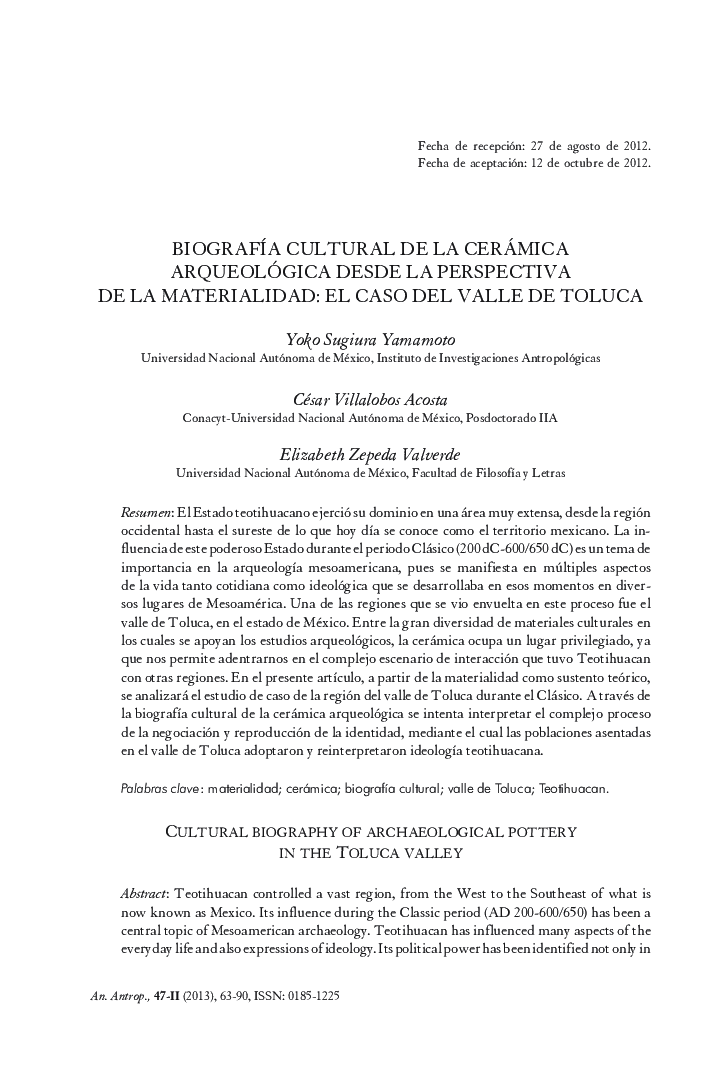 Biografía cultural de la cerámica arqueológica desde la perspectiva de la materialidad: el caso del valle de toluca