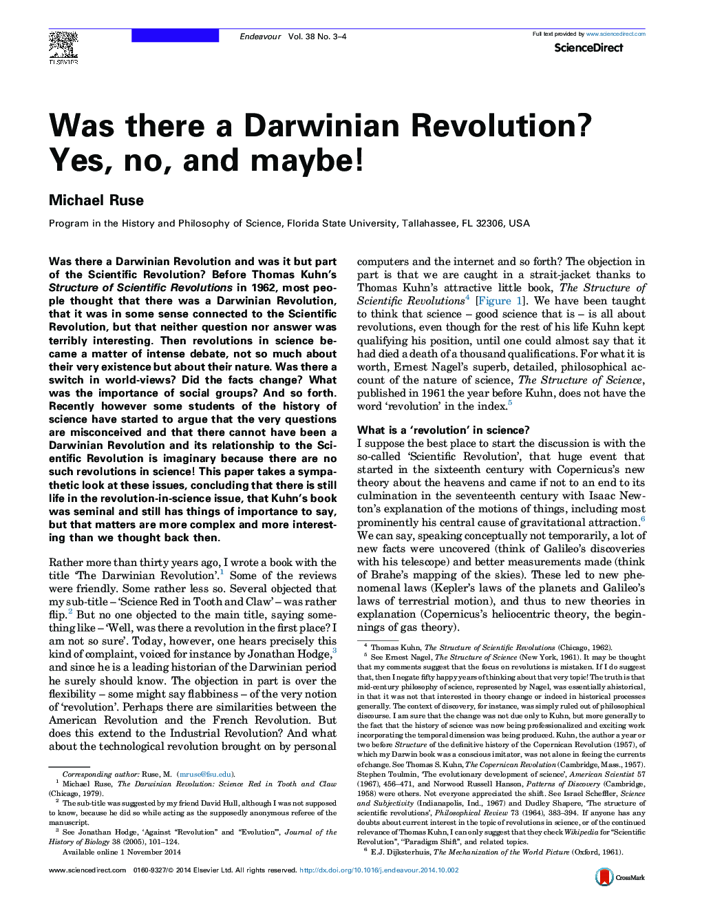 Was there a Darwinian Revolution? Yes, no, and maybe!