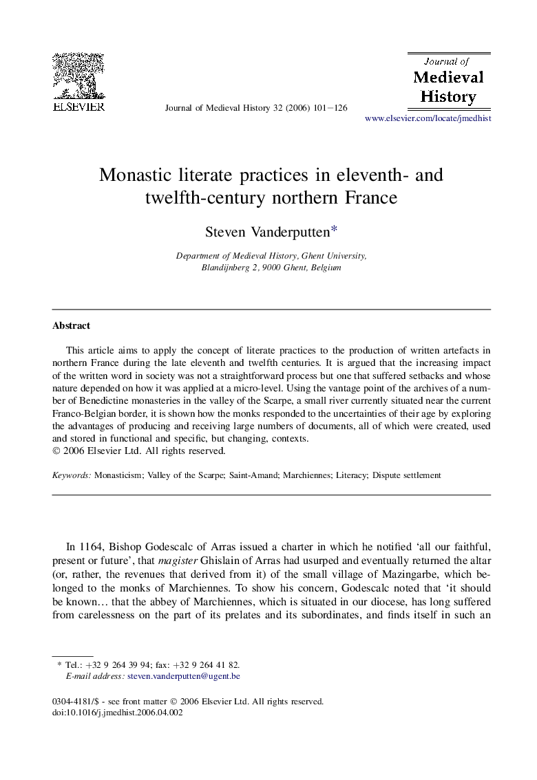 Monastic literate practices in eleventh- and twelfth-century northern France