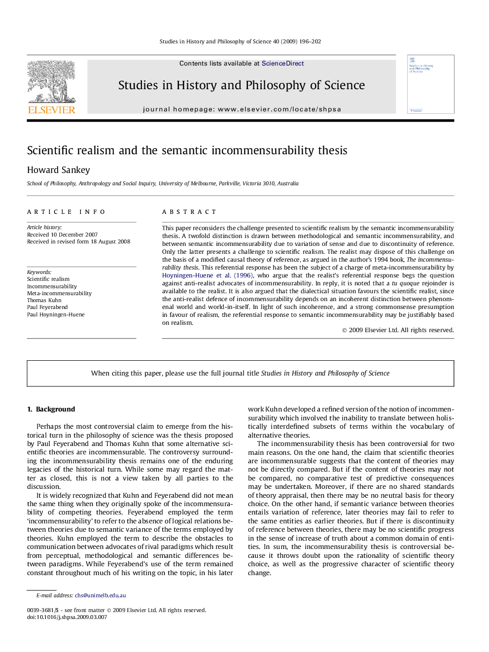 Scientific realism and the semantic incommensurability thesis