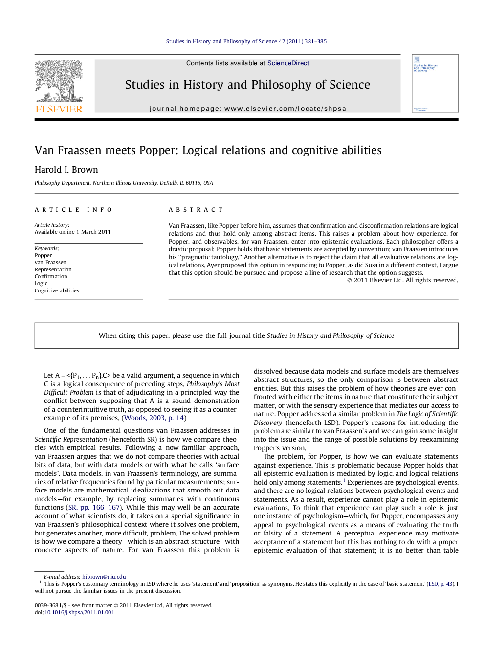 Van Fraassen meets Popper: Logical relations and cognitive abilities