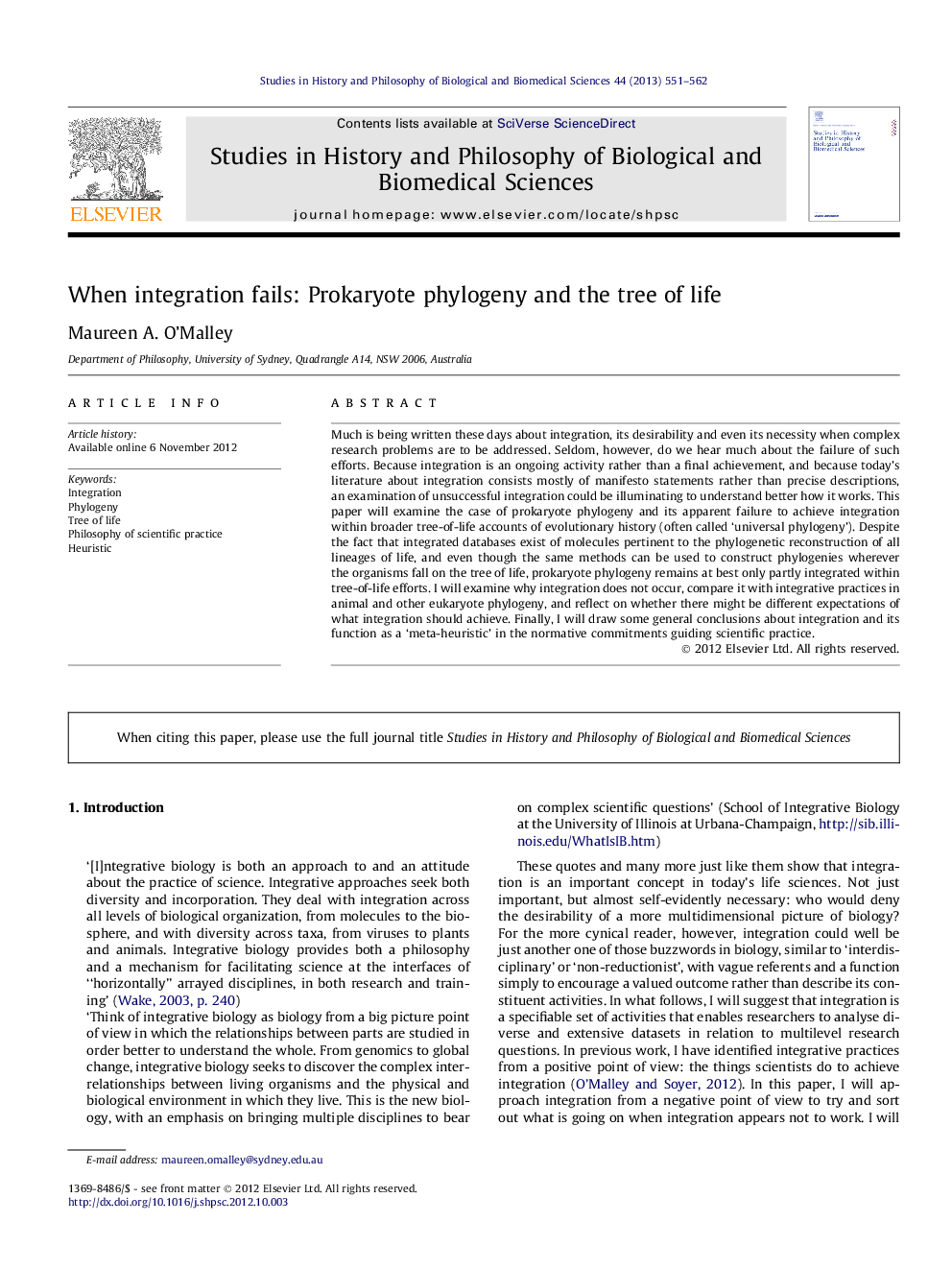 When integration fails: Prokaryote phylogeny and the tree of life