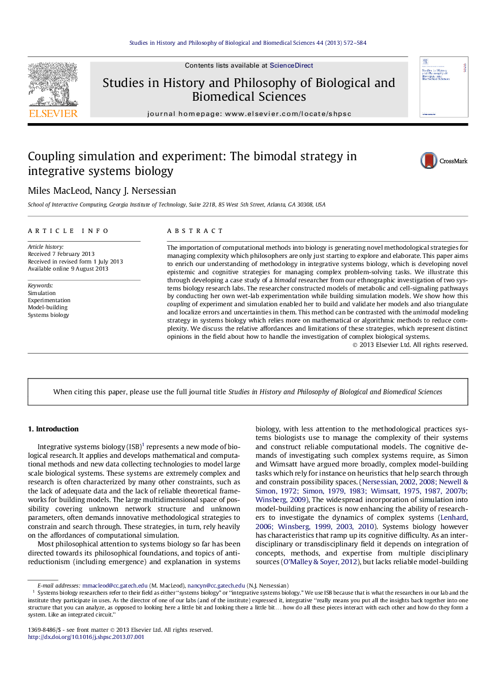 Coupling simulation and experiment: The bimodal strategy in integrative systems biology