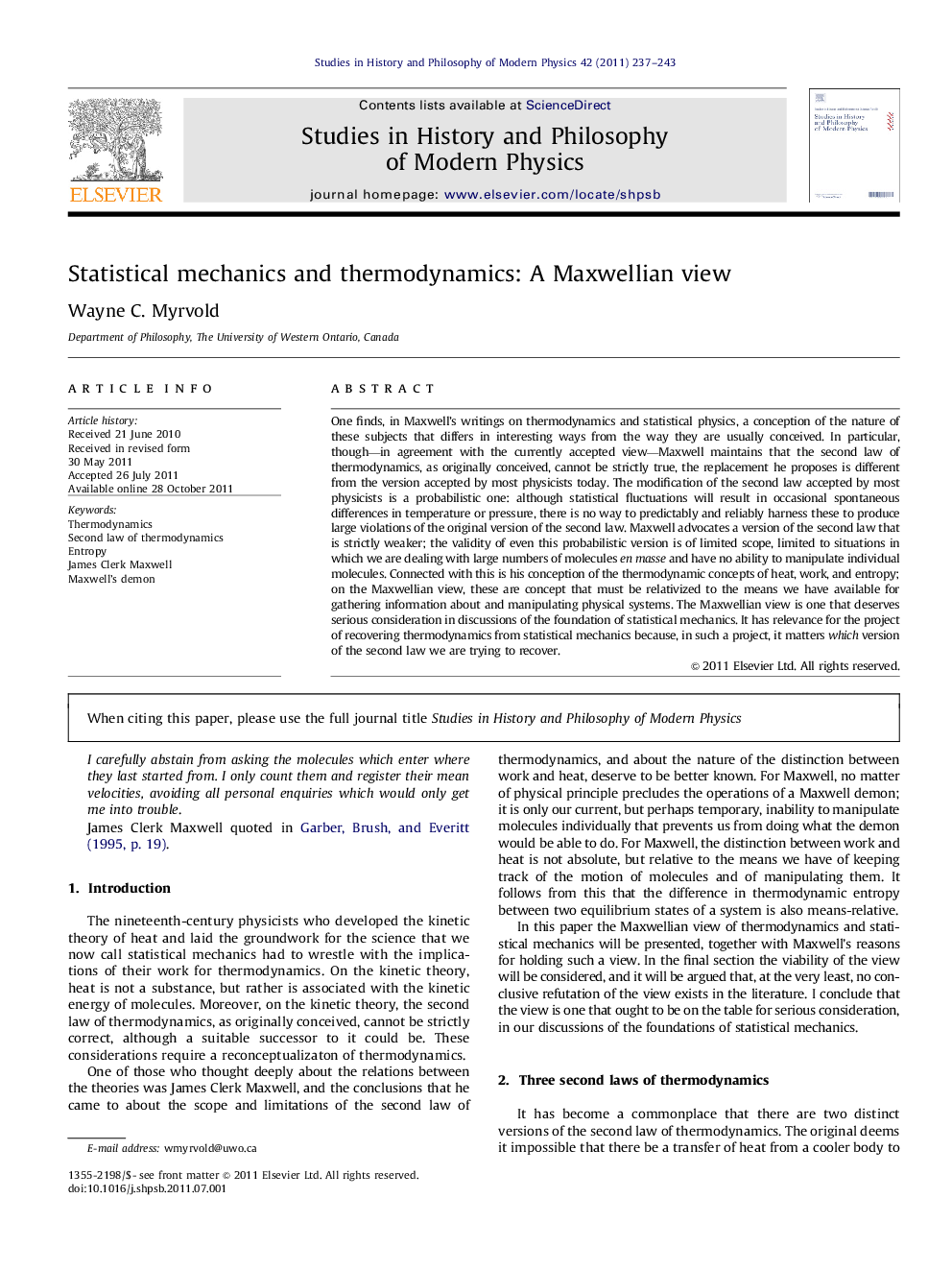 Statistical mechanics and thermodynamics: A Maxwellian view