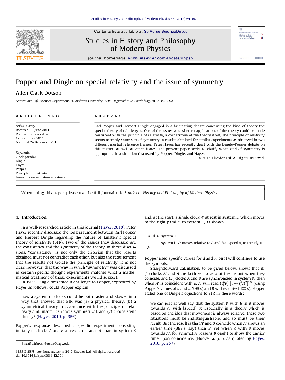 Popper and Dingle on special relativity and the issue of symmetry