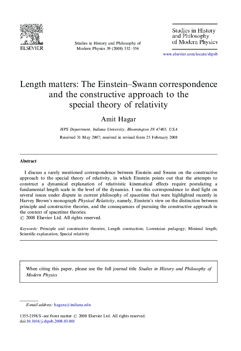 Length matters: The Einstein–Swann correspondence and the constructive approach to the special theory of relativity