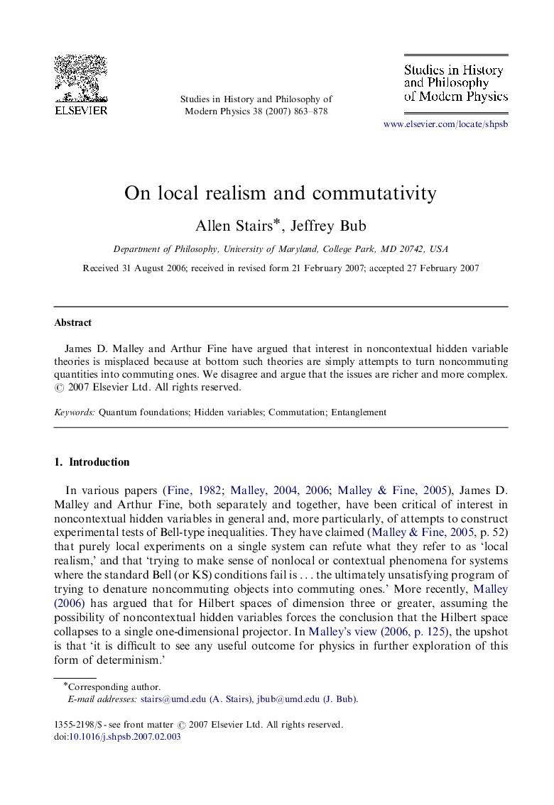 On local realism and commutativity