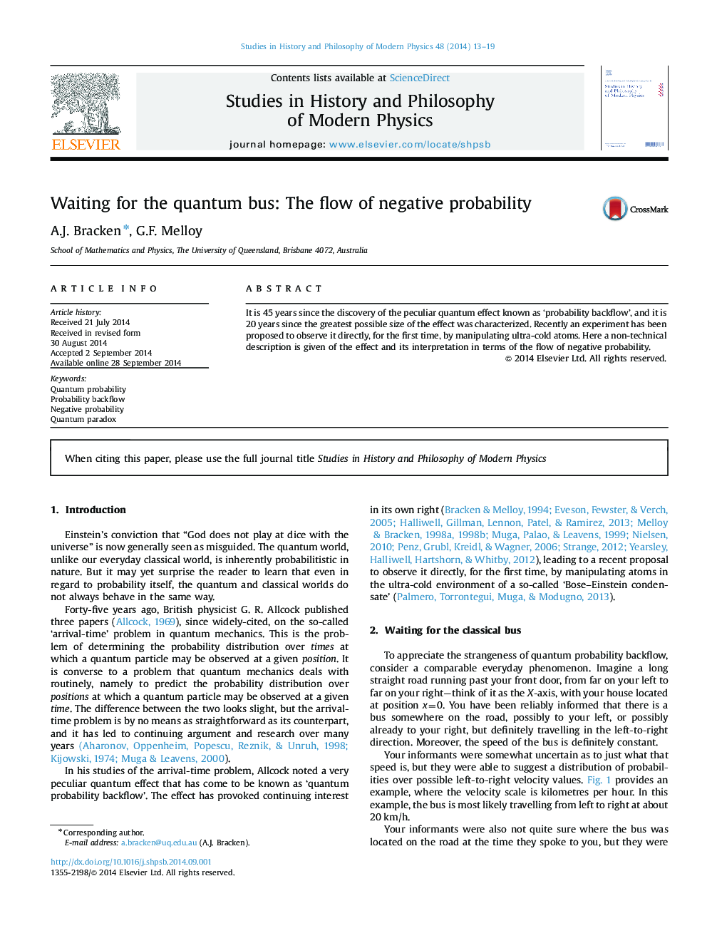 Waiting for the quantum bus: The flow of negative probability