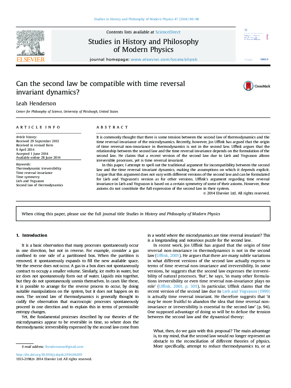 Can the second law be compatible with time reversal invariant dynamics?