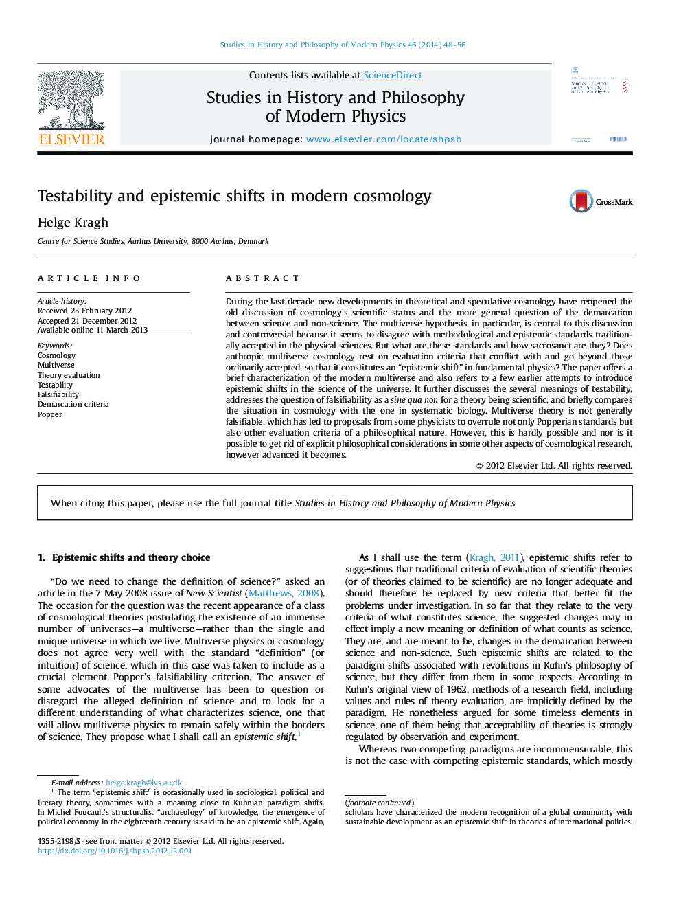 Testability and epistemic shifts in modern cosmology