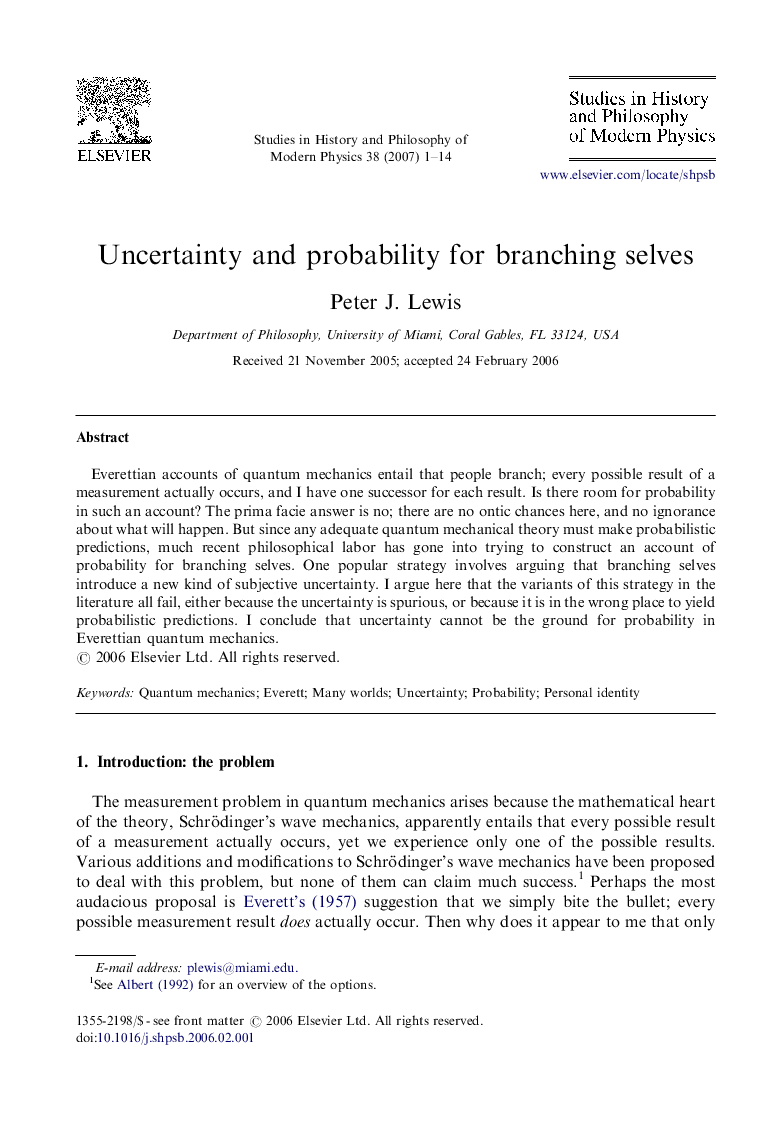 Uncertainty and probability for branching selves