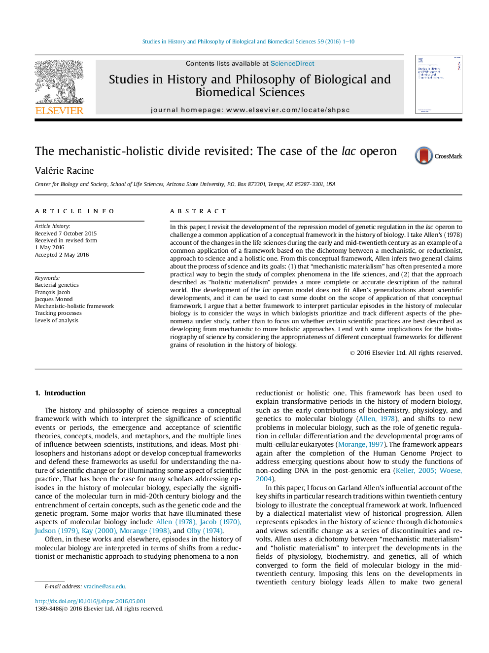 The mechanistic-holistic divide revisited: The case of the lac operon