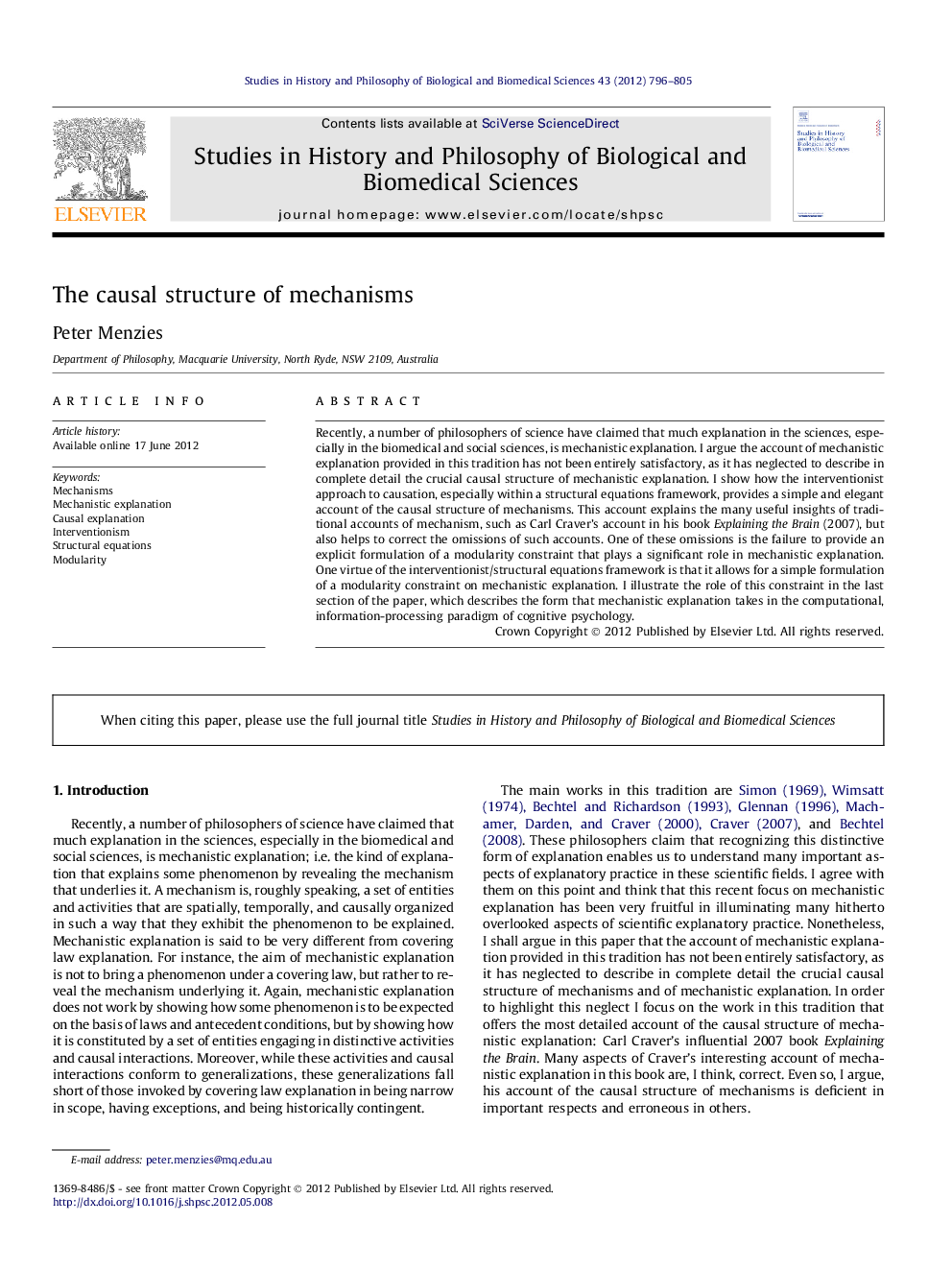 The causal structure of mechanisms