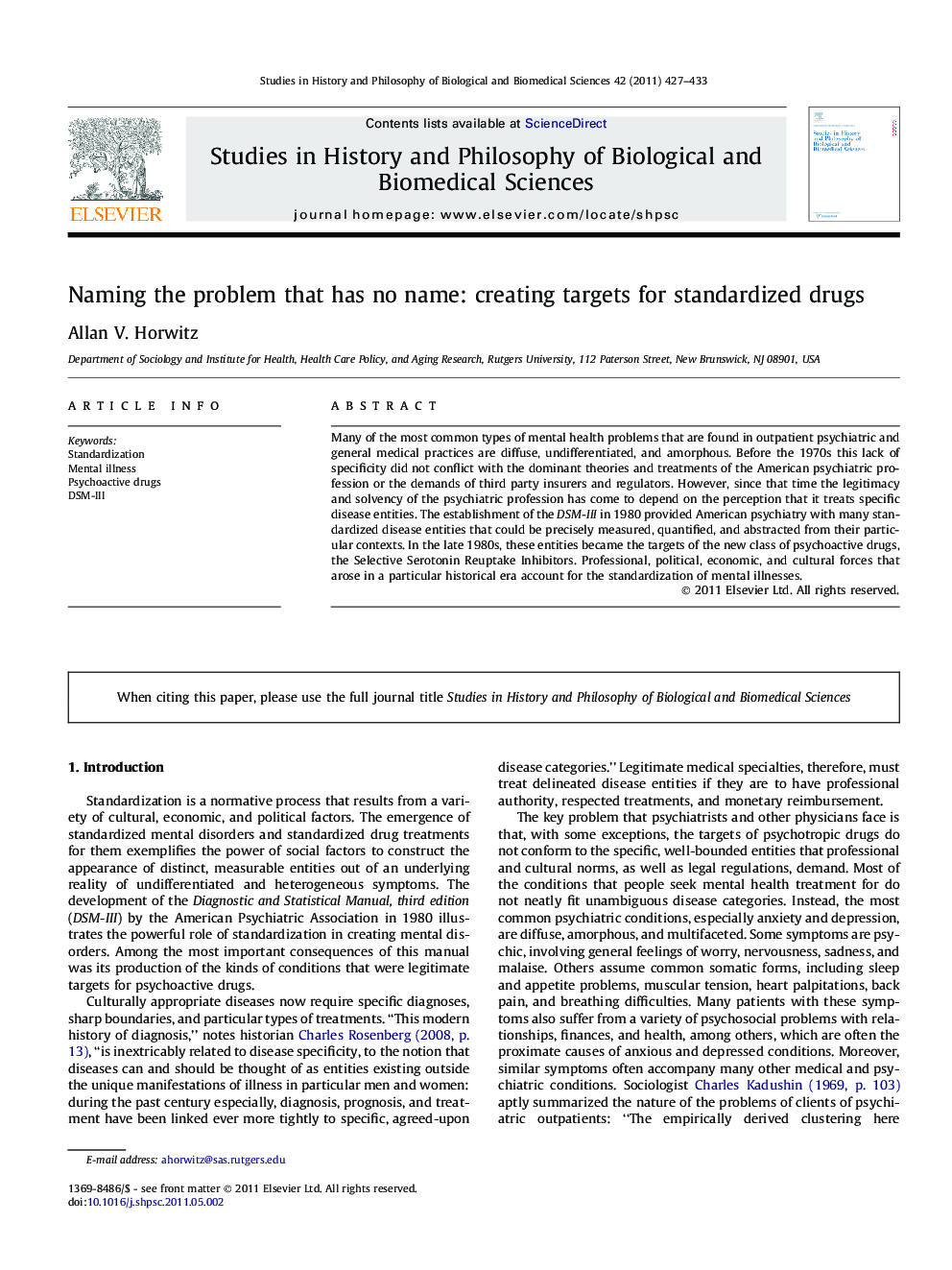 Naming the problem that has no name: creating targets for standardized drugs