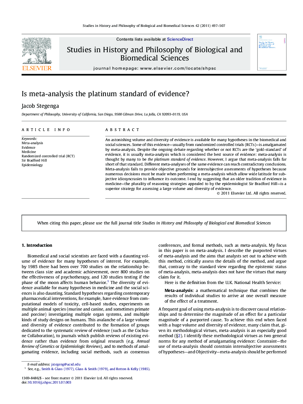 Is meta-analysis the platinum standard of evidence?