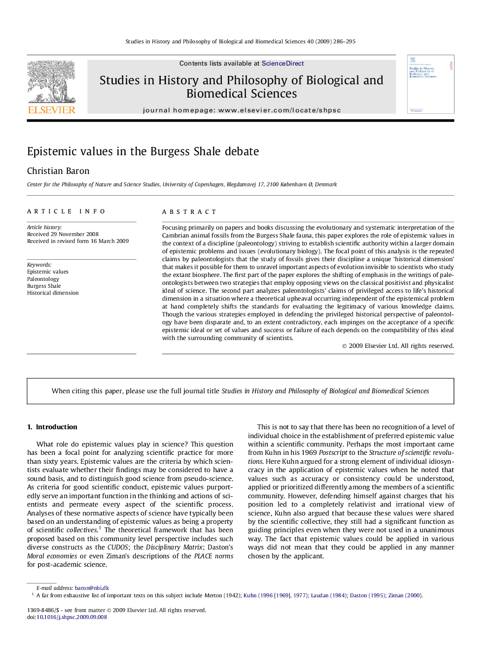 Epistemic values in the Burgess Shale debate