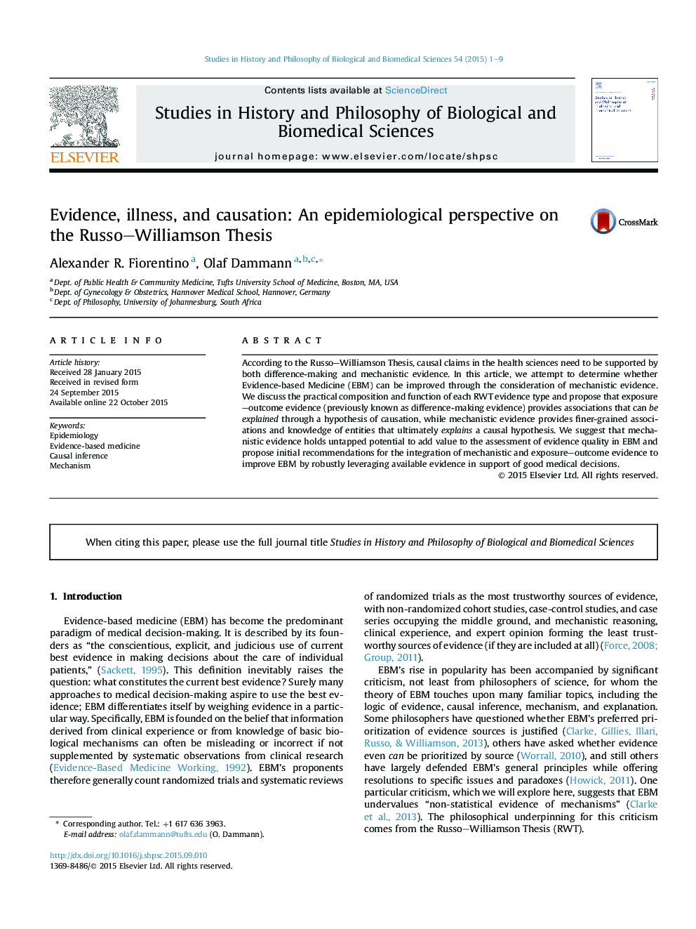 Evidence, illness, and causation: An epidemiological perspective on the Russo–Williamson Thesis