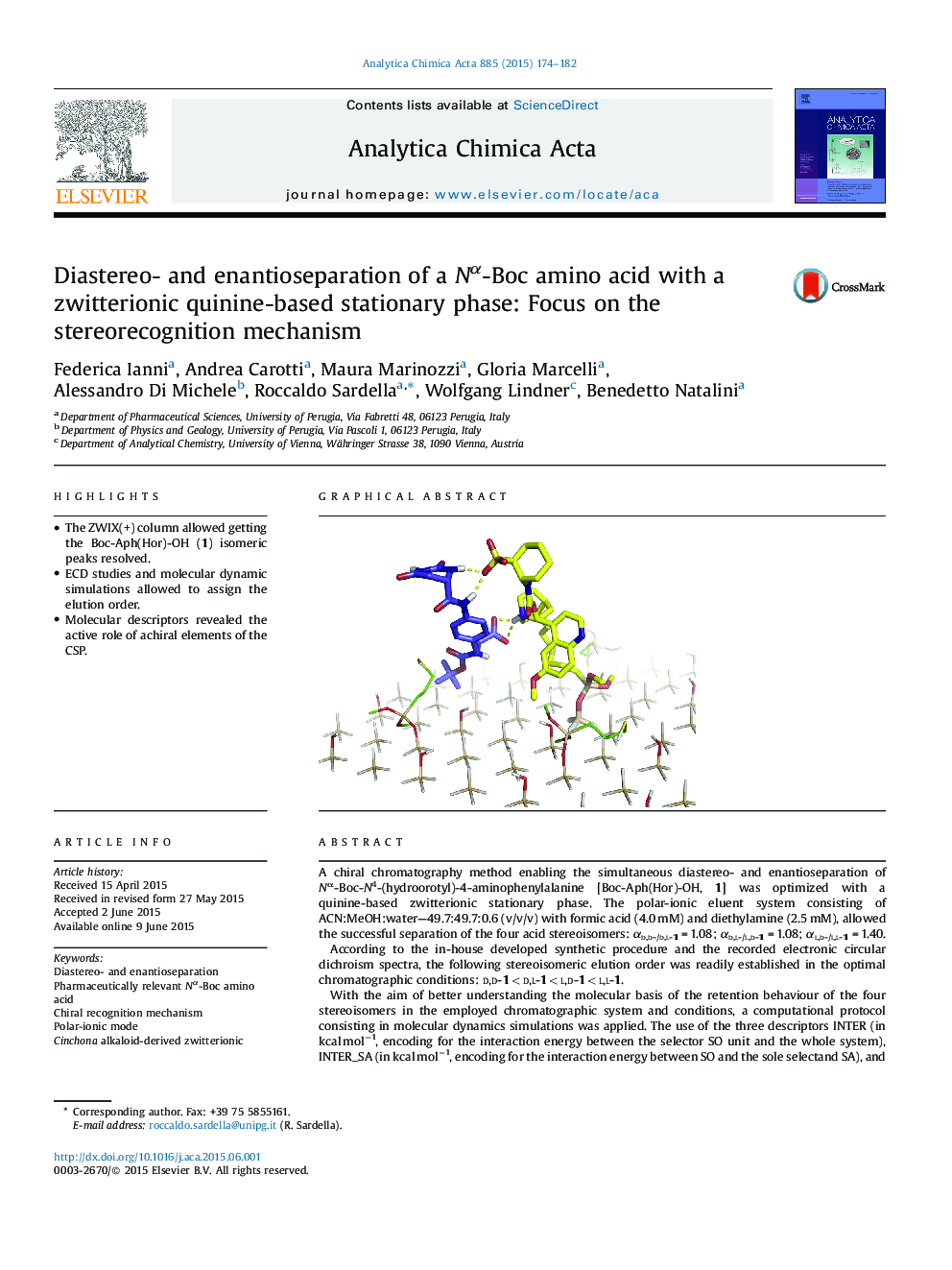 Diastereo- and enantioseparation of a Nα-Boc amino acid with a zwitterionic quinine-based stationary phase: Focus on the stereorecognition mechanism