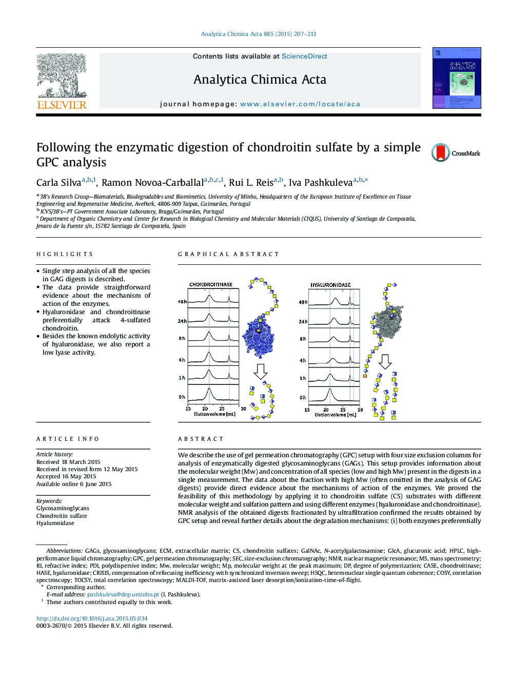 عکس صفحه اول مقاله: Following the enzymatic digestion of chondroitin sulfate by a simple GPC analysis Following the enzymatic digestion of chondroitin sulfate by a simple GPC analysis