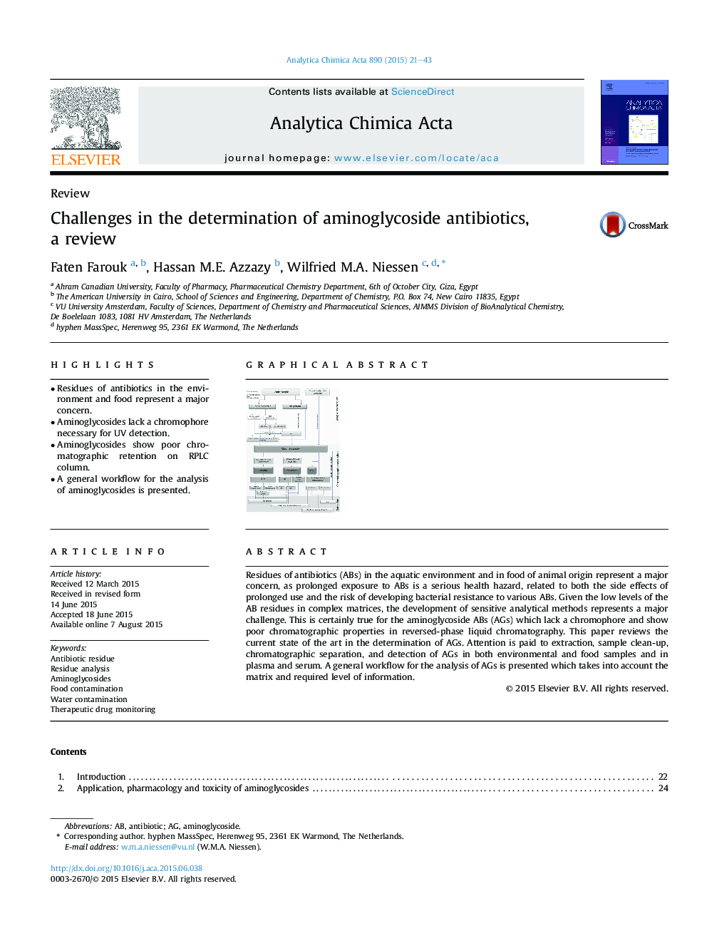 Challenges in the determination of aminoglycoside antibiotics, a review