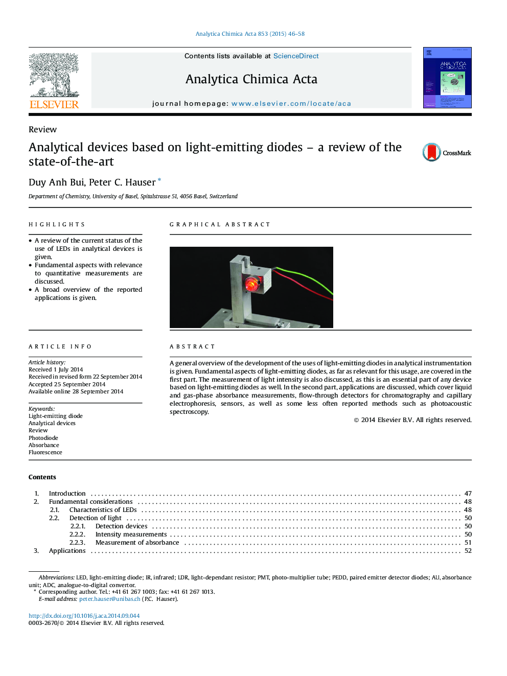 Analytical devices based on light-emitting diodes – a review of the state-of-the-art