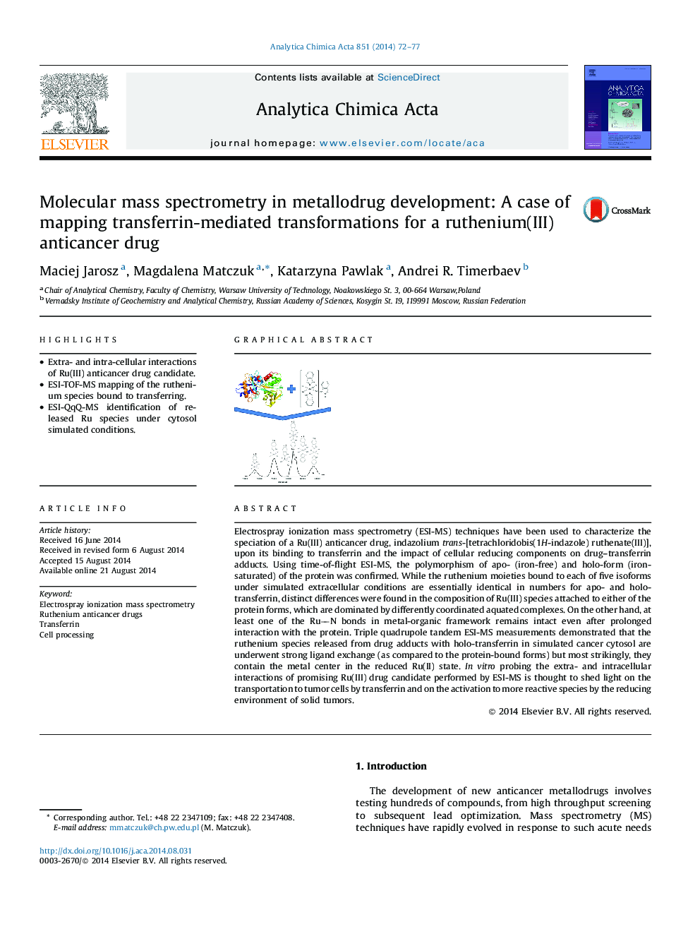 Molecular mass spectrometry in metallodrug development: A case of mapping transferrin-mediated transformations for a ruthenium(III) anticancer drug