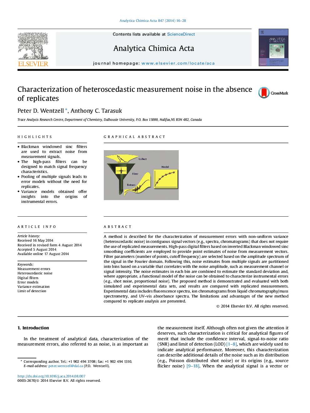 Characterization of heteroscedastic measurement noise in the absence of replicates