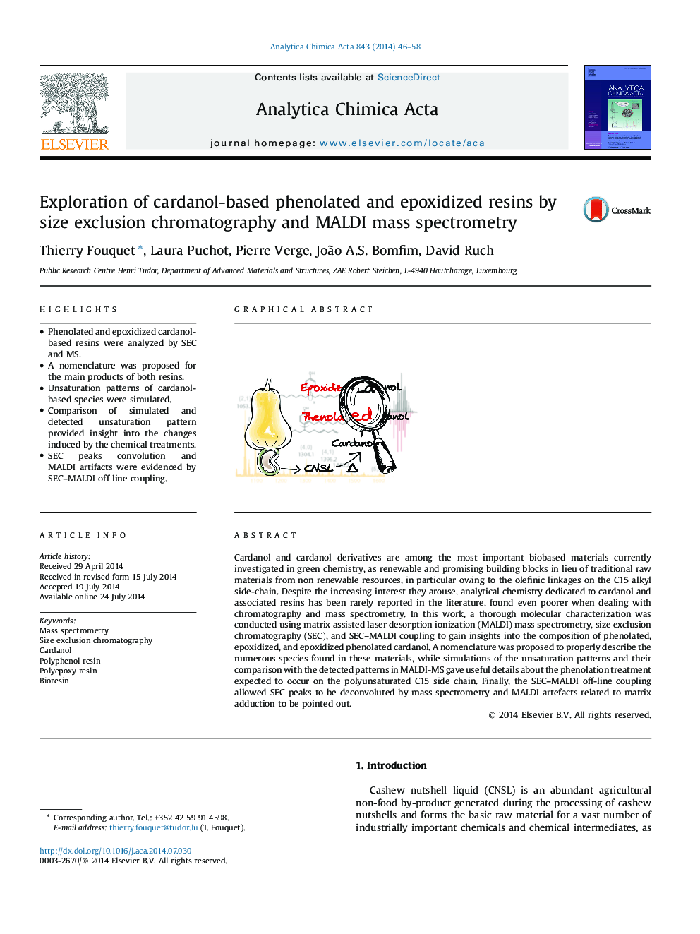 Exploration of cardanol-based phenolated and epoxidized resins by size exclusion chromatography and MALDI mass spectrometry