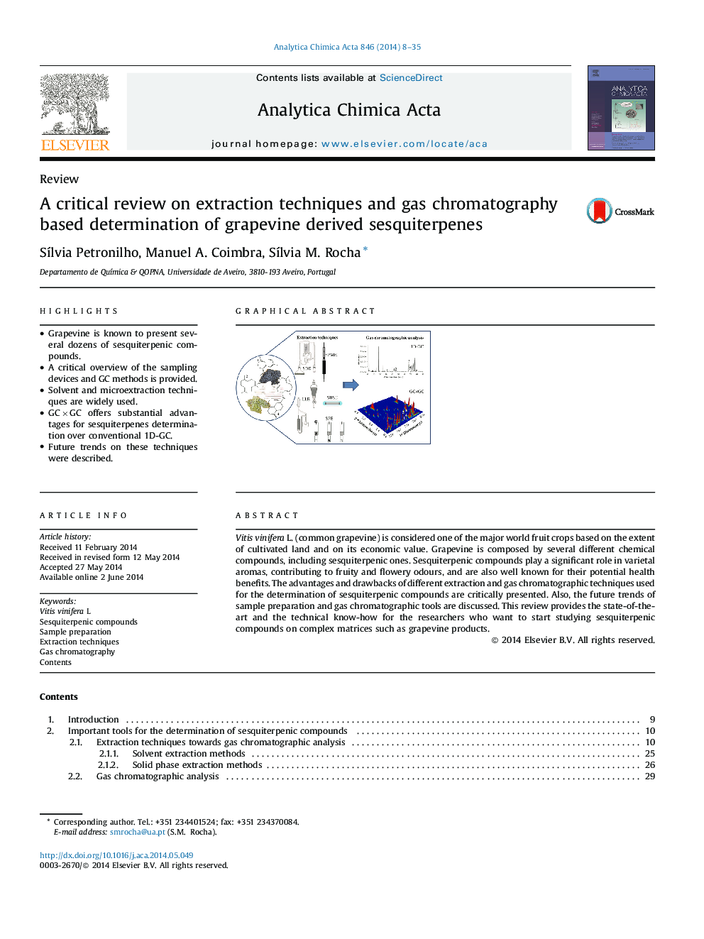 A critical review on extraction techniques and gas chromatography based determination of grapevine derived sesquiterpenes