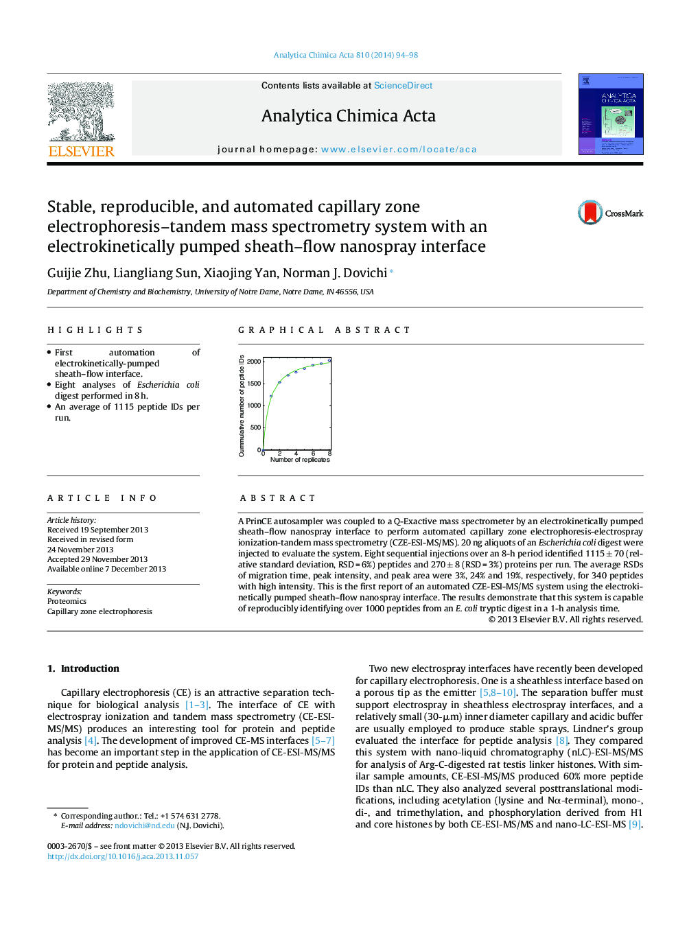 Stable, reproducible, and automated capillary zone electrophoresis–tandem mass spectrometry system with an electrokinetically pumped sheath–flow nanospray interface