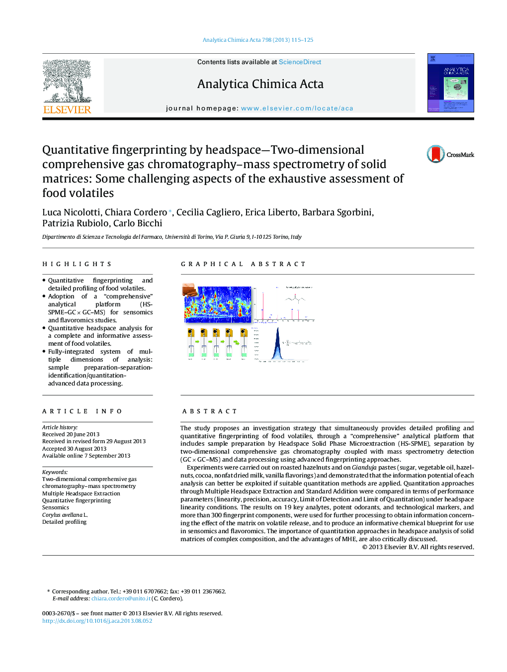 Quantitative fingerprinting by headspace—Two-dimensional comprehensive gas chromatography–mass spectrometry of solid matrices: Some challenging aspects of the exhaustive assessment of food volatiles