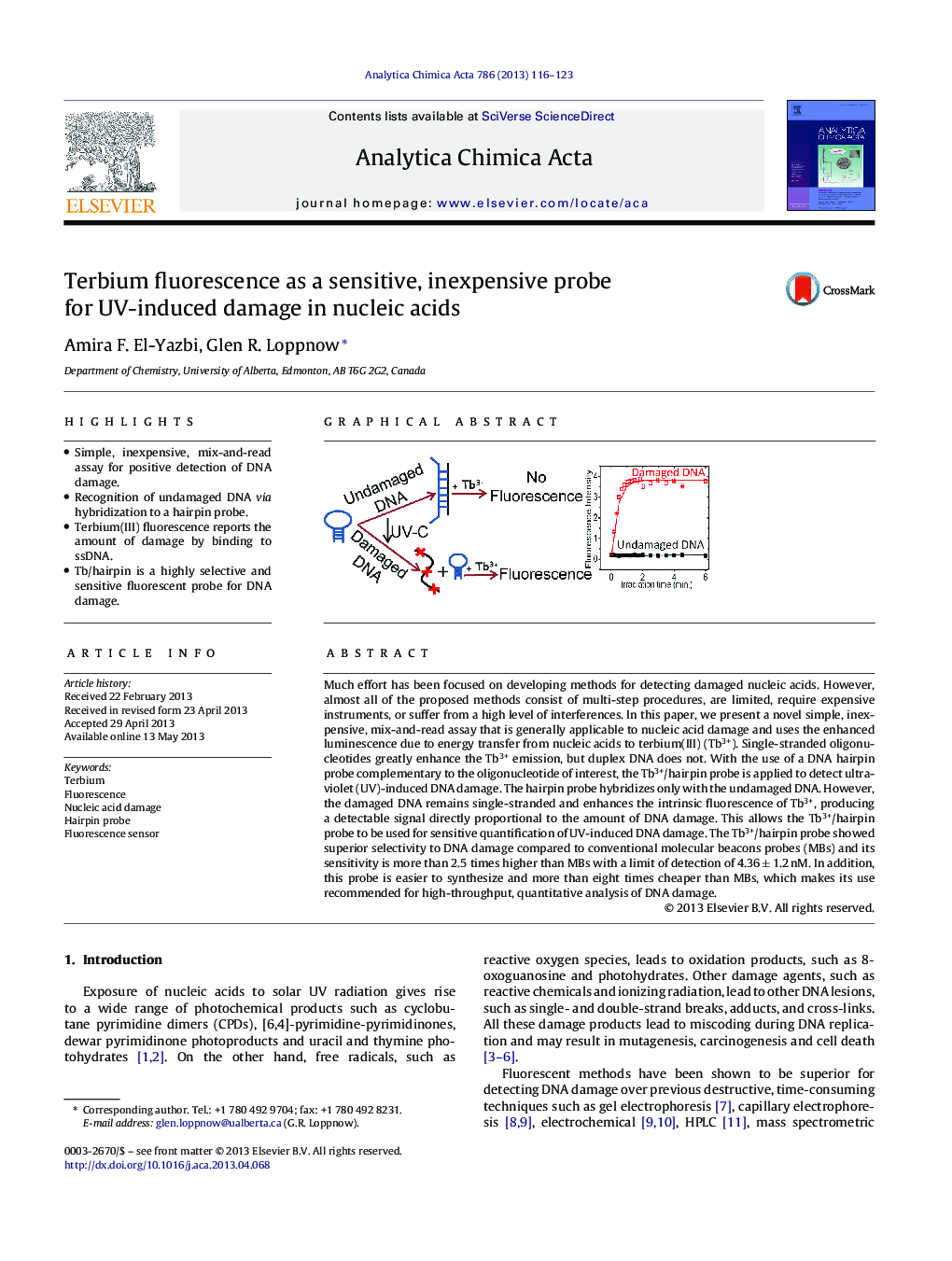 Terbium fluorescence as a sensitive, inexpensive probe for UV-induced damage in nucleic acids