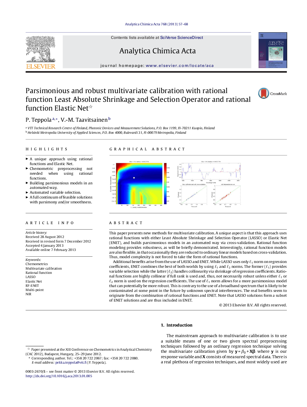 Parsimonious and robust multivariate calibration with rational function Least Absolute Shrinkage and Selection Operator and rational function Elastic Net 