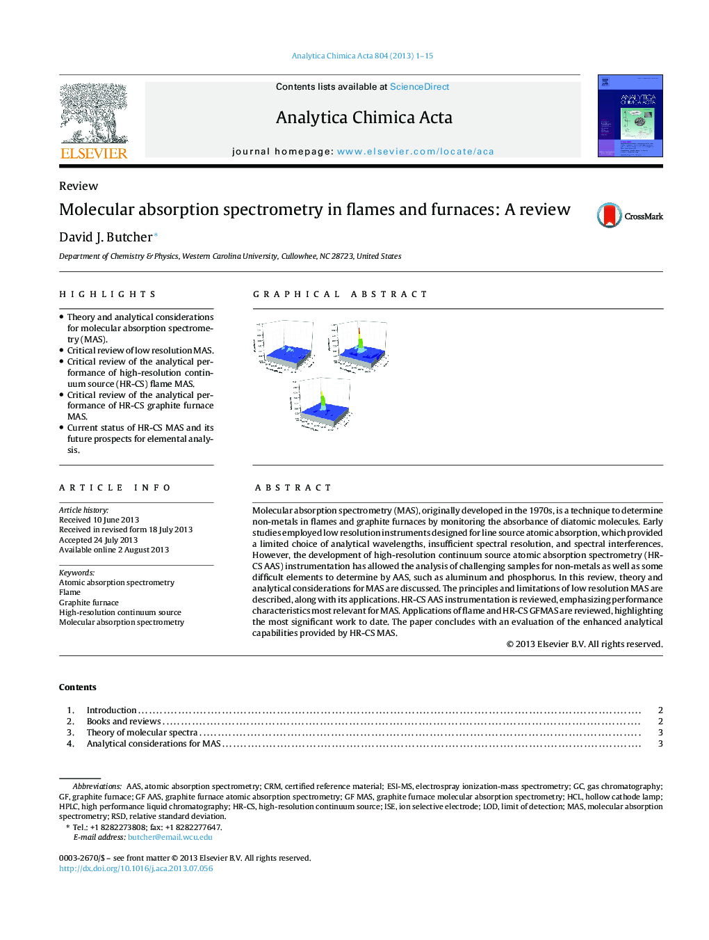 Molecular absorption spectrometry in flames and furnaces: A review