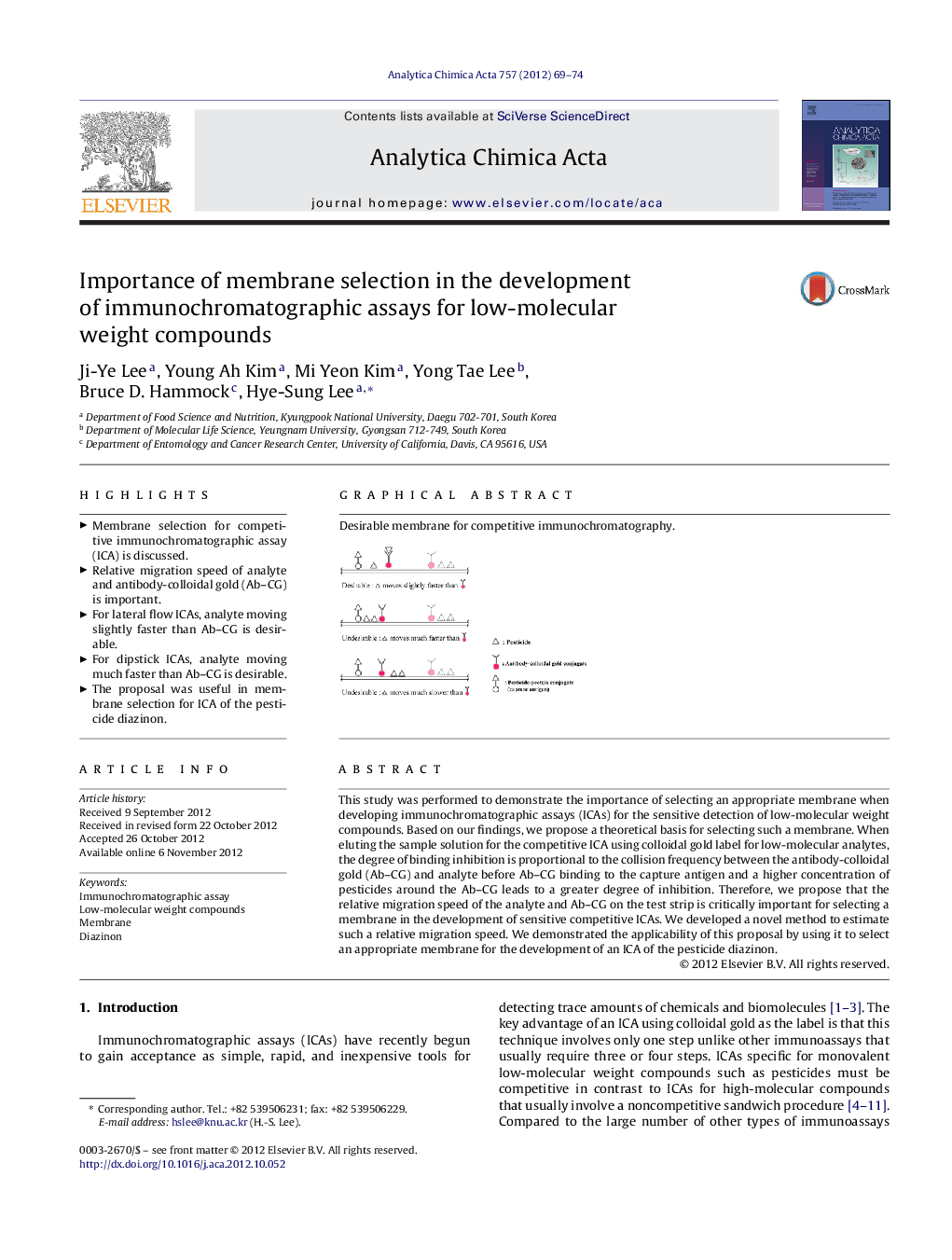 Importance of membrane selection in the development of immunochromatographic assays for low-molecular weight compounds